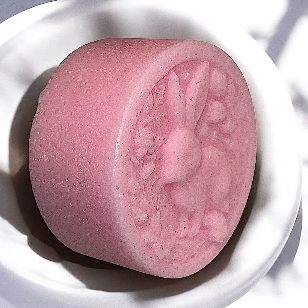 Cherry blossom soap handmade Pink Rabbit Embossed Soap 3x3in 5oz